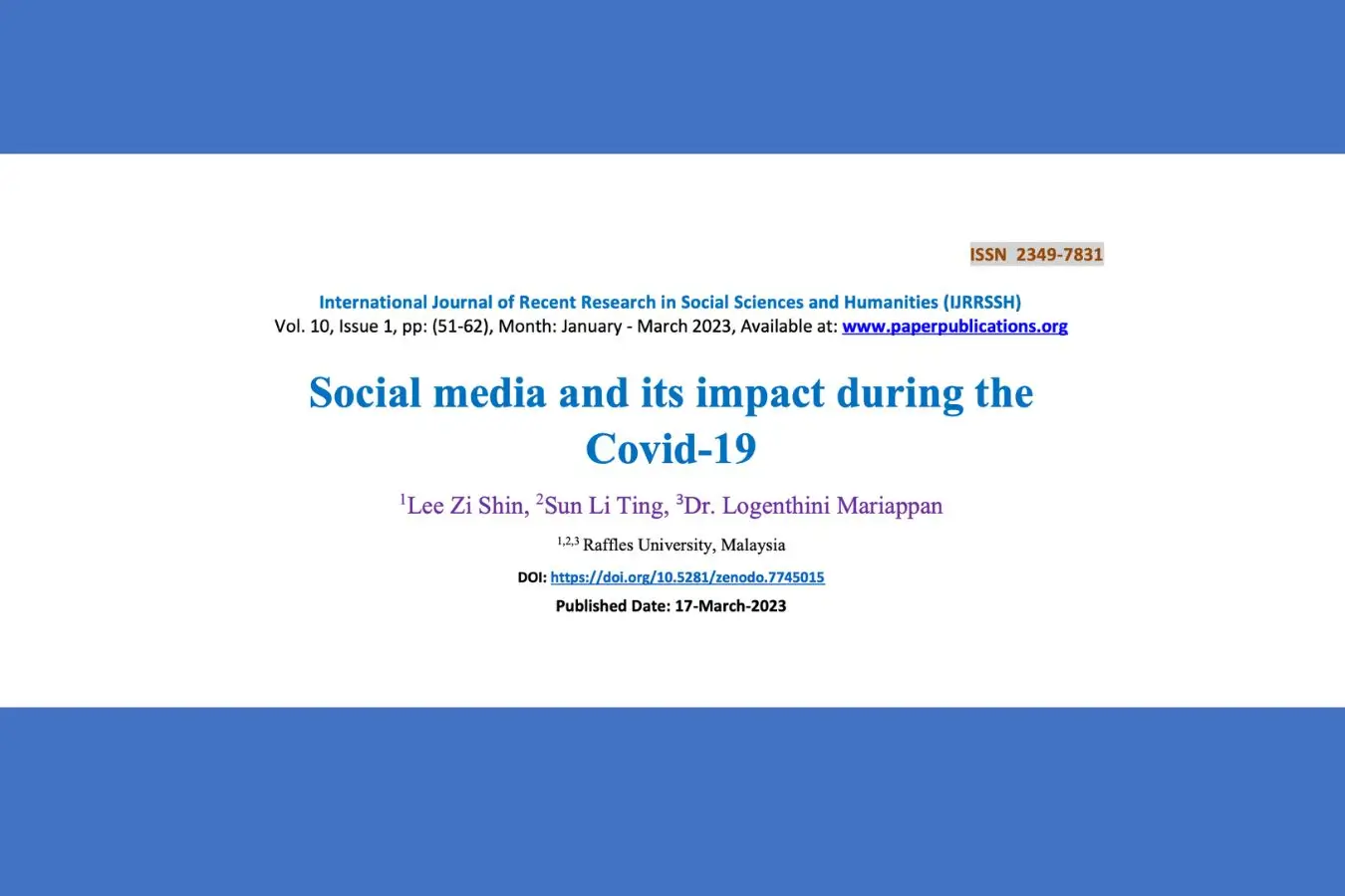 Social Media and Its Impact during the Covid-19 | Publication - Raffles ...